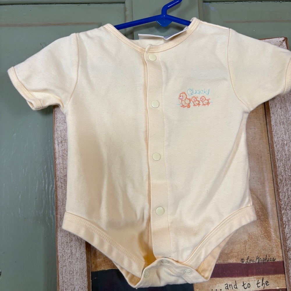 Vintage Charming Yellow Bodysuit with Duck Design